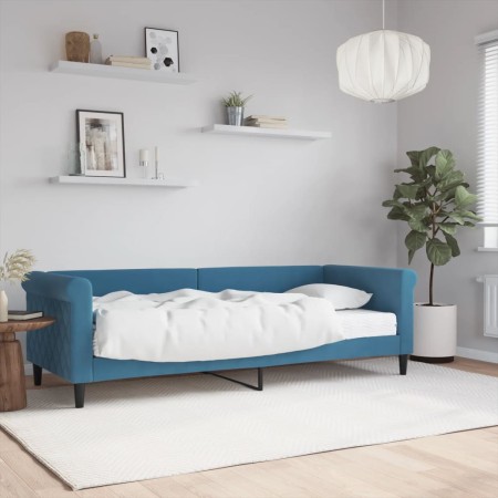 Sofa bed with blue velvet mattress 80x200 cm by vidaXL, Beds and slatted bases - Ref: Foro24-3197739, Price: 326,99 €, Discou...