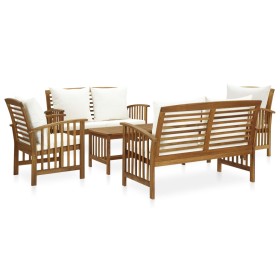 Garden furniture 5 pieces with cushions solid acacia wood by vidaXL, Garden sets - Ref: Foro24-3057977, Price: 692,65 €, Disc...