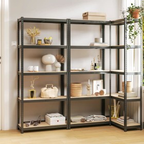 5-level shelf, 3 units, anthracite gray, made of steel and plywood by vidaXL, Industrial shelving - Ref: Foro24-152859, Price...