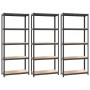 5-level shelf, 3 units, anthracite gray, made of steel and plywood by vidaXL, Industrial shelving - Ref: Foro24-152859, Price...