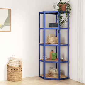 Corner shelving 5 levels plywood and blue steel by vidaXL, Industrial shelving - Ref: Foro24-152861, Price: 65,12 €, Discount: %