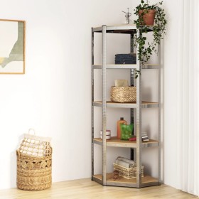 Corner shelving 5 levels plywood and silver steel by vidaXL, Industrial shelving - Ref: Foro24-152860, Price: 57,66 €, Discou...