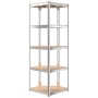 Corner shelving 5 levels plywood and silver steel by vidaXL, Industrial shelving - Ref: Foro24-152860, Price: 58,16 €, Discou...