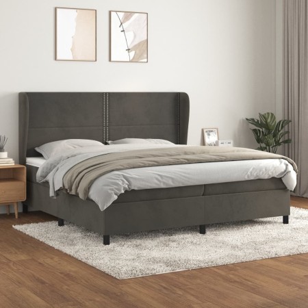 Cama box spring con colchón terciopelo gris oscuro 200x200 cm de vidaXL, Camas y somieres - Ref: Foro24-3129172, Precio: 654,...