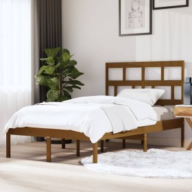 Honey brown solid pine wood bed frame 120x200 cm by vidaXL, Beds and slatted bases - Ref: Foro24-3101216, Price: 137,99 €, Di...