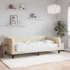 Sofa bed with cream fabric mattress 80x200 cm by vidaXL, Beds and slatted bases - Ref: Foro24-3196797, Price: 325,99 €, Disco...