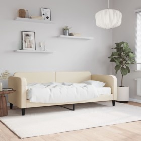 Sofa bed with cream fabric mattress 100x200 cm by vidaXL, Beds and slatted bases - Ref: Foro24-3196807, Price: 333,99 €, Disc...