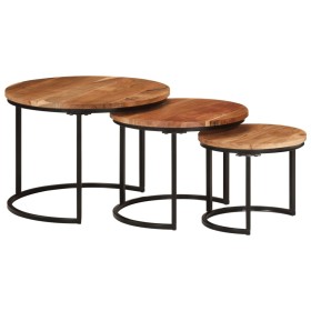 Stackable tables 3 pieces solid acacia wood by vidaXL, Coffee table - Ref: Foro24-353900, Price: 101,22 €, Discount: %