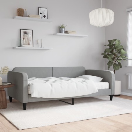 Sofa bed with light gray fabric mattress 100x200 cm by vidaXL, Beds and slatted bases - Ref: Foro24-3196803, Price: 348,90 €,...