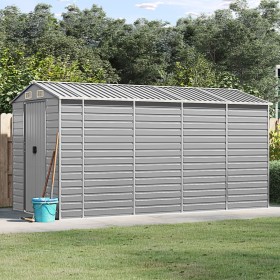 Cobertizo de jardín acero galvanizado gris claro 191x385x198 cm de vidaXL, Cobertizos - Ref: Foro24-3188245, Precio: 566,09 €...