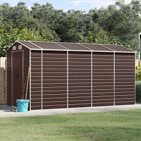 Cobertizo de jardín acero galvanizado marrón 191x385x198 cm de vidaXL, Cobertizos - Ref: Foro24-3188267, Precio: 646,10 €, De...