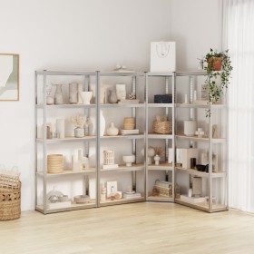 5-level shelf, 4 units, steel, plywood, silver by vidaXL, Industrial shelving - Ref: Foro24-3154163, Price: 142,99 €, Discoun...