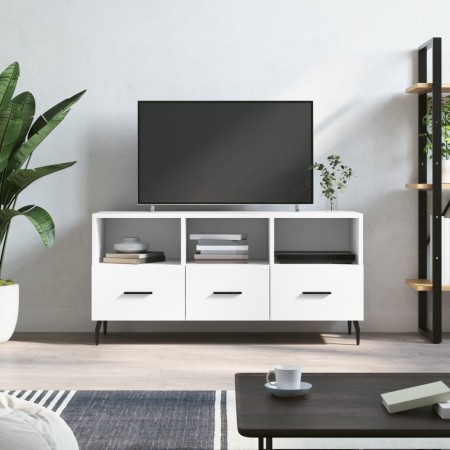 Mueble de TV madera de ingeniería blanco 102x36x50 cm de vidaXL, Muebles TV - Ref: Foro24-829052, Precio: 81,41 €, Descuento: %