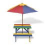 Picnic table and children's benches with multicolored wooden umbrella by vidaXL, Garden tables - Ref: Foro24-40773, Price: 88...