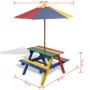 Mesa de picnic y bancos de niños y sombrilla madera multicolor de vidaXL, Mesas de jardín - Ref: Foro24-40773, Precio: 88,49 ...