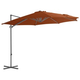 Sombrilla voladiza con poste de acero terracota 300 cm de vidaXL, Sombrillas - Ref: Foro24-312313, Precio: 122,77 €, Descuent...