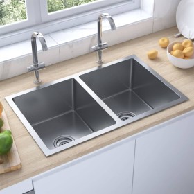 Handmade stainless steel kitchen sink by vidaXL, Sinks - Ref: Foro24-3072538, Price: 138,99 €, Discount: %