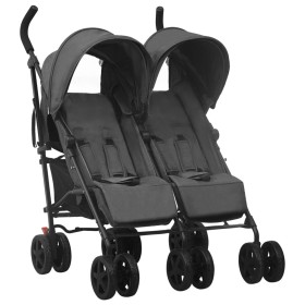 Anthracite gray steel twin stroller by vidaXL, Baby strollers - Ref: Foro24-10236, Price: 234,20 €, Discount: %