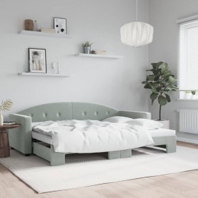 Light gray velvet trundle sofa bed 80x200 cm by vidaXL, Beds and slatted bases - Ref: Foro24-3197294, Price: 268,20 €, Discou...