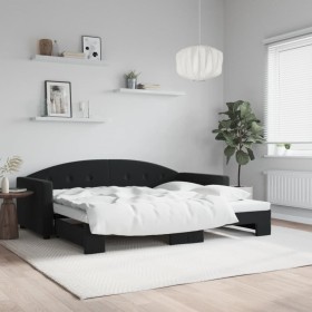 Sofá cama nido terciopelo negro 90x190 cm de vidaXL, Camas y somieres - Ref: Foro24-3197316, Precio: 307,99 €, Descuento: %