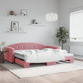 Sofá cama nido terciopelo rosa 100x200 cm de vidaXL, Camas y somieres - Ref: Foro24-3197311, Precio: 281,99 €, Descuento: %