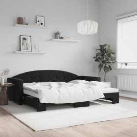 Black velvet trundle sofa bed 90x200 cm by vidaXL, Beds and slatted bases - Ref: Foro24-3197305, Price: 301,05 €, Discount: %