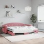 Pink velvet trundle sofa bed 90x200 cm by vidaXL, Beds and slatted bases - Ref: Foro24-3197304, Price: 282,91 €, Discount: %