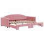 Pink velvet trundle sofa bed 90x200 cm by vidaXL, Beds and slatted bases - Ref: Foro24-3197304, Price: 282,91 €, Discount: %