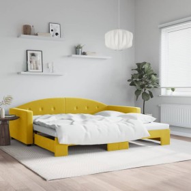 Yellow velvet trundle sofa bed 100x200 cm by vidaXL, Beds and slatted bases - Ref: Foro24-3197313, Price: 331,99 €, Discount: %