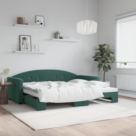 Dark green velvet trundle sofa bed 90x200 cm by vidaXL, Beds and slatted bases - Ref: Foro24-3197303, Price: 273,63 €, Discou...