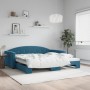 Blue velvet trundle sofa bed 100x200 cm by vidaXL, Beds and slatted bases - Ref: Foro24-3197307, Price: 312,99 €, Discount: %