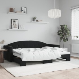 Black velvet trundle sofa bed 80x200 cm by vidaXL, Beds and slatted bases - Ref: Foro24-3197298, Price: 277,99 €, Discount: %