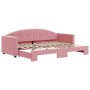 Pink velvet trundle sofa bed 80x200 cm by vidaXL, Beds and slatted bases - Ref: Foro24-3197297, Price: 280,99 €, Discount: %