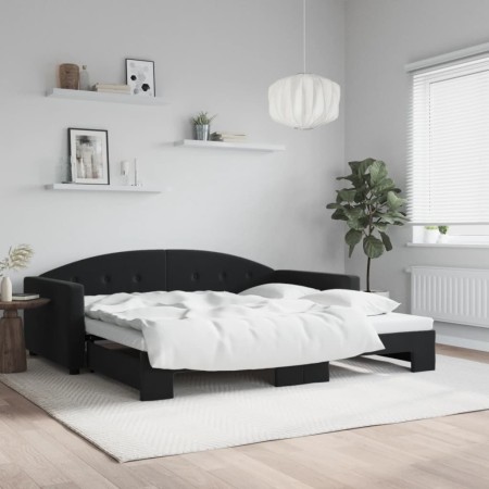 Black velvet trundle sofa bed 100x200 cm by vidaXL, Beds and slatted bases - Ref: Foro24-3197312, Price: 312,99 €, Discount: %