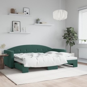 Dark green velvet trundle sofa bed 80x200 cm by vidaXL, Beds and slatted bases - Ref: Foro24-3197296, Price: 265,99 €, Discou...