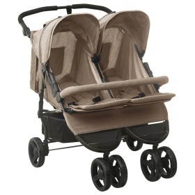 Steel gray taupe twin stroller by vidaXL, Baby strollers - Ref: Foro24-10243, Price: 293,65 €, Discount: %