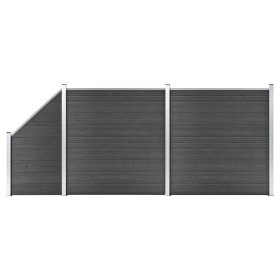 Set of black WPC fence panels 446x(105-186) cm by vidaXL, fence panels - Ref: Foro24-3070438, Price: 686,53 €, Discount: %