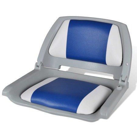 Asiento de barco respaldo plegable cojín azul blanco 48x51x41cm de vidaXL, Piezas para veleros - Ref: Foro24-90418, Precio: 7...