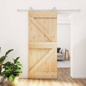 Puerta corredera con herrajes madera maciza de pino 90x210 cm de vidaXL, Puertas - Ref: Foro24-3203102, Precio: 206,05 €, Des...