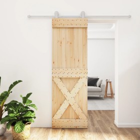 Puerta corredera con herrajes madera maciza de pino 70x210 cm de vidaXL, Puertas - Ref: Foro24-3203116, Precio: 190,05 €, Des...