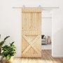 Puerta corredera con herrajes madera maciza de pino 85x210 cm de vidaXL, Puertas - Ref: Foro24-3203118, Precio: 212,73 €, Des...