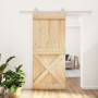 Puerta corredera con herrajes madera maciza de pino 90x210 cm de vidaXL, Puertas - Ref: Foro24-3203119, Precio: 198,65 €, Des...