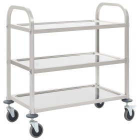 3-height kitchen cart 96.5x55x90 cm stainless steel by vidaXL, Kitchen and dining carts - Ref: Foro24-50914, Price: 123,99 €,...