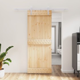 Puerta corredera con herrajes madera maciza de pino 80x210 cm de vidaXL, Puertas - Ref: Foro24-3203009, Precio: 157,17 €, Des...