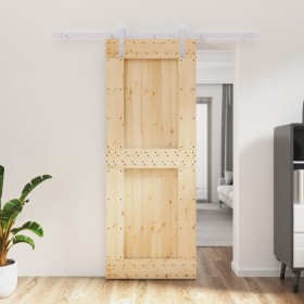 Puerta corredera con herrajes madera maciza de pino 80x210 cm de vidaXL, Puertas - Ref: Foro24-3203013, Precio: 166,92 €, Des...