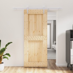 Sliding door with solid pine wood hardware 85x210 cm by vidaXL, Doors - Ref: Foro24-3203014, Price: 197,98 €, Discount: %