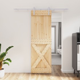 Puerta corredera con herrajes madera maciza de pino 70x210 cm de vidaXL, Puertas - Ref: Foro24-3203016, Precio: 166,81 €, Des...