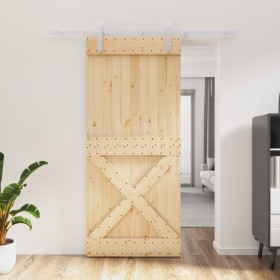 Schiebetür mit Beschlägen aus massivem Kiefernholz, 90 x 210 cm von vidaXL, Türen - Ref: Foro24-3203019, Preis: 156,99 €, Rab...