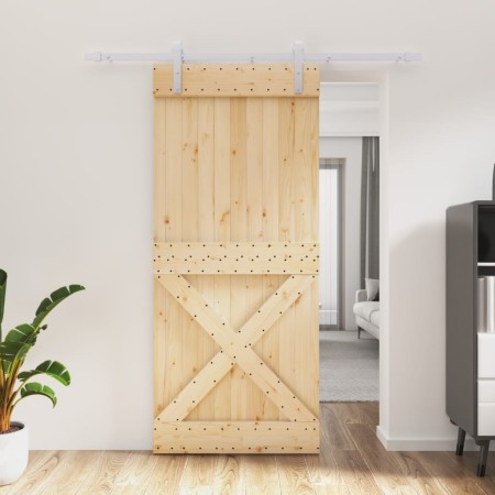 Sliding door with solid pine wood fittings 90x210 cm by vidaXL, Doors - Ref: Foro24-3203019, Price: 172,58 €, Discount: %