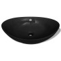 Lavabo Oval de cerámica negra de lujo con desagüe, 59 x 38,5 cm de vidaXL, Lavabos - Ref: Foro24-140680, Precio: 65,07 €, Des...